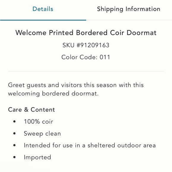 Anthropologie Welcome Printed Bordered Coir Doormat Mushroom & Leaves NEW - Picture 3 of 3